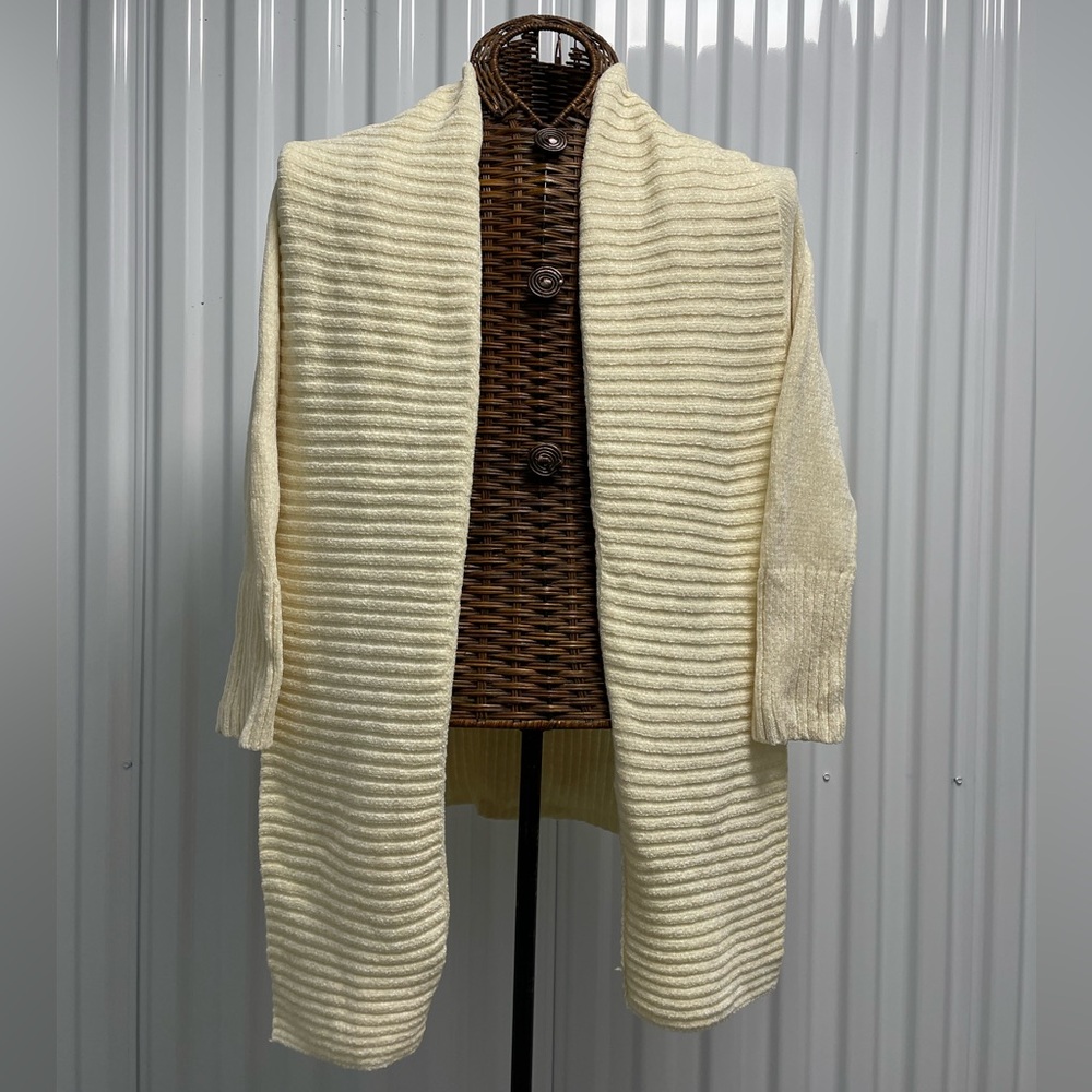 NWT $69 Seven7 Super Soft Cozy Chenille Cardigan Sweater Antique White size Med - Picture 10 of 16